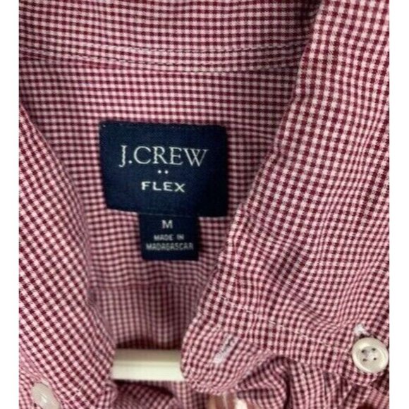 J Crew Size M Mens Red Check Shirt Flex Long Sleeve Button Down - Picture 2 of 3